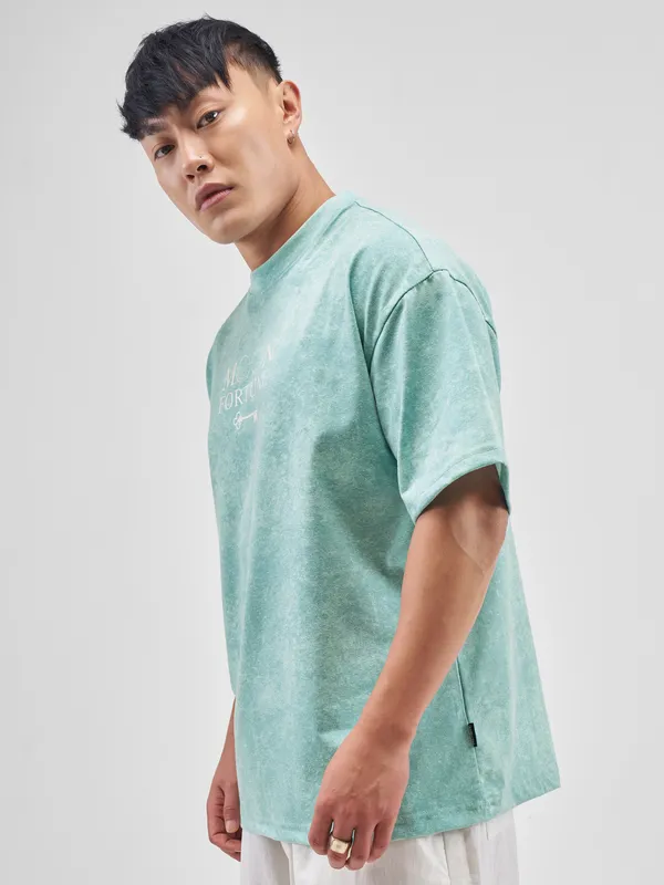 Men Printed Round Neck Oversized Fit T-Shirt