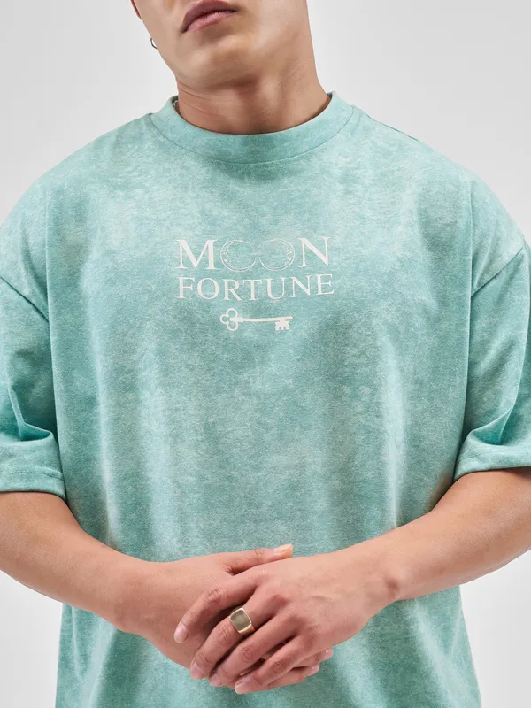 Men Printed Round Neck Oversized Fit T-Shirt