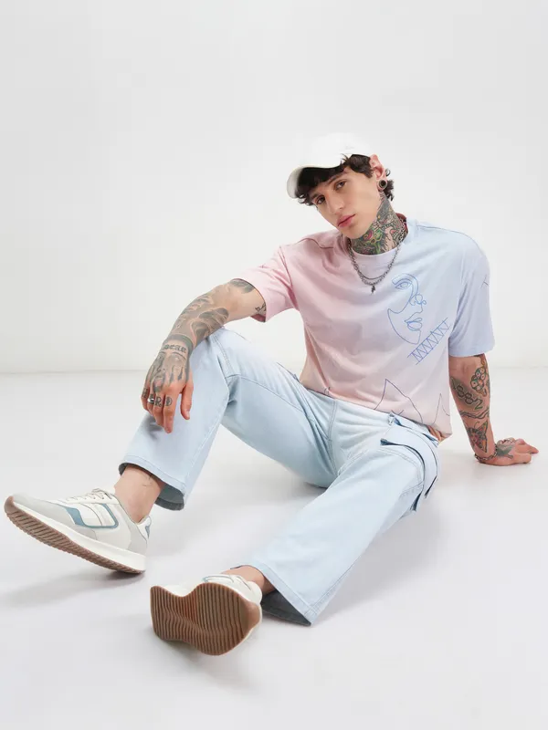 Highlander Men Multi Printed Round Neck Oversized Fit T-Shirt