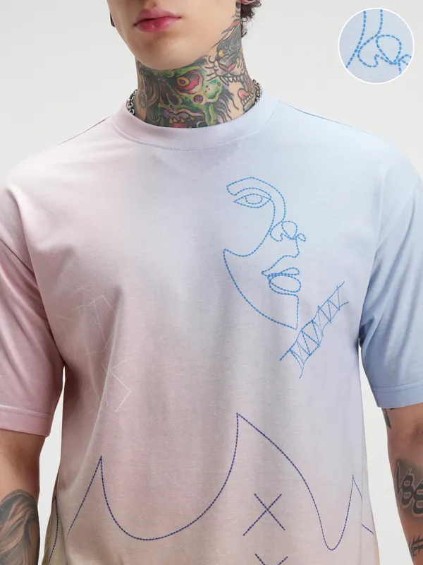 Highlander Men Multi Printed Round Neck Oversized Fit T-Shirt