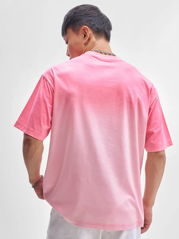 Highlander Men Pink Printed Round Neck T-Shirt
