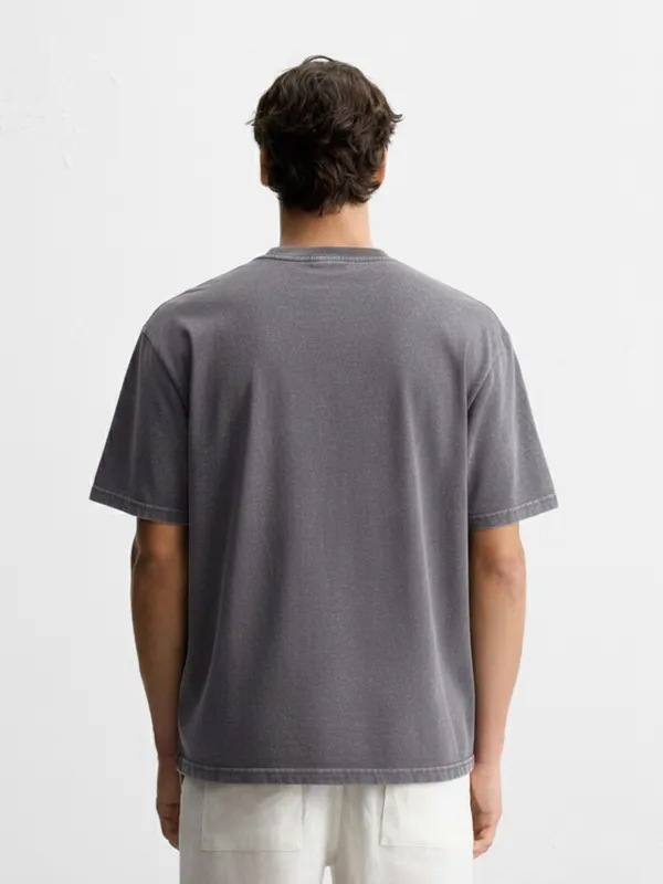 Highlander Men Grey Printed Round Neck T-Shirt