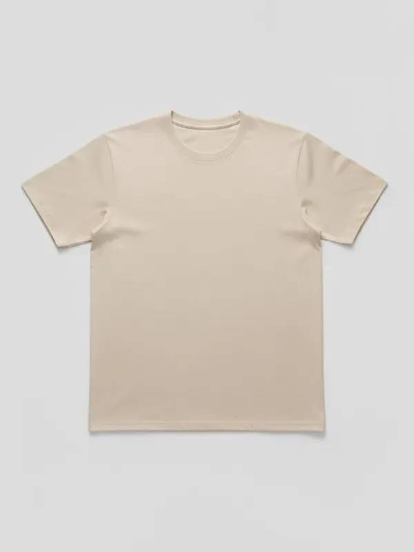 Highlander Men Beige Solid Round Neck T-Shirt