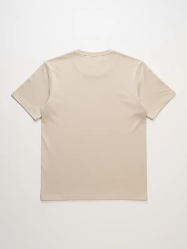 Highlander Men Beige Solid Round Neck T-Shirt