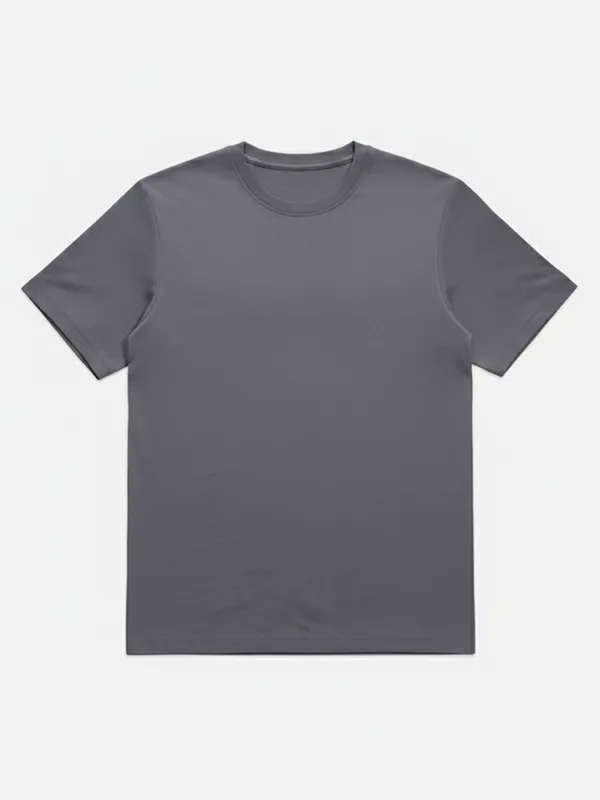 Highlander Men Grey Solid Round Neck T-Shirt