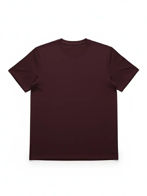 Highlander Men Maroon Solid Round Neck T-Shirt