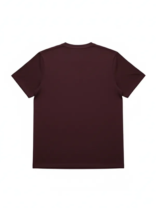 Highlander Men Maroon Solid Round Neck T-Shirt