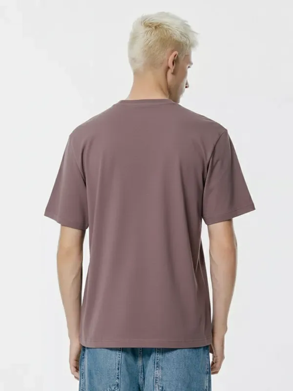 Highlander Men Purple Solid Round Neck T-Shirt