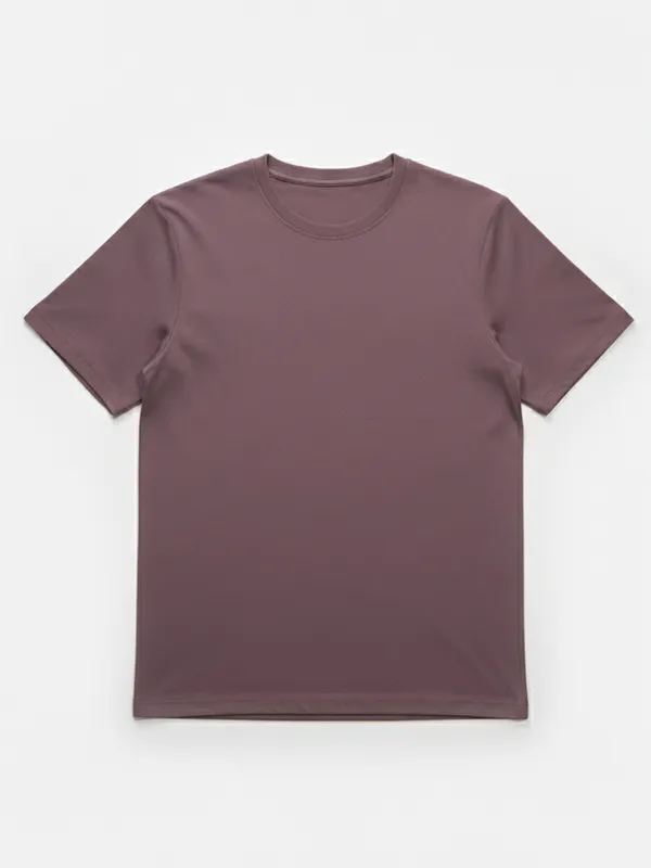 Highlander Men Purple Solid Round Neck T-Shirt