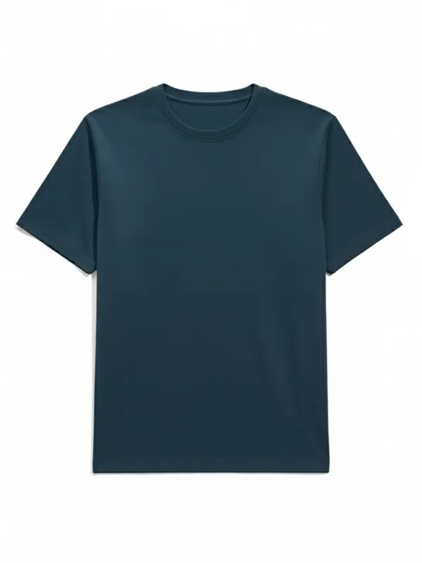 Highlander Men Teal Solid Round Neck T-Shirt