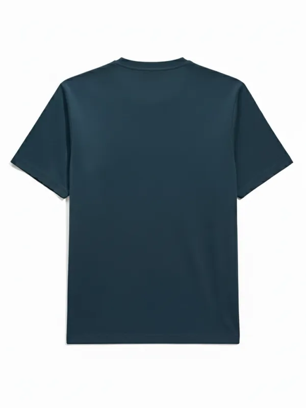 Highlander Men Teal Solid Round Neck T-Shirt
