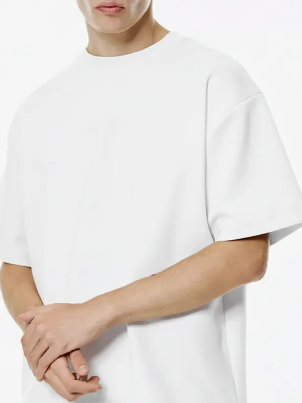 Highlander Men White Solid Round Neck T-Shirt