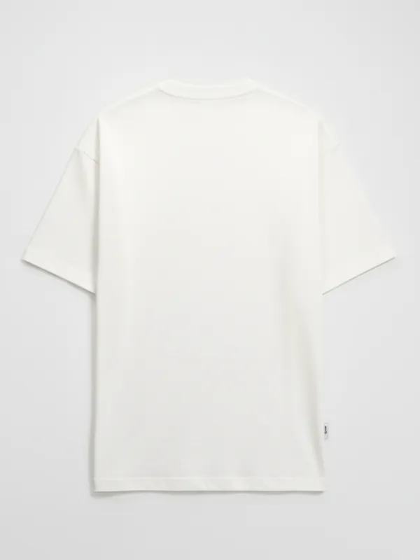 Highlander Men Off White Printed Round Neck Oversized Fit T-Shirt