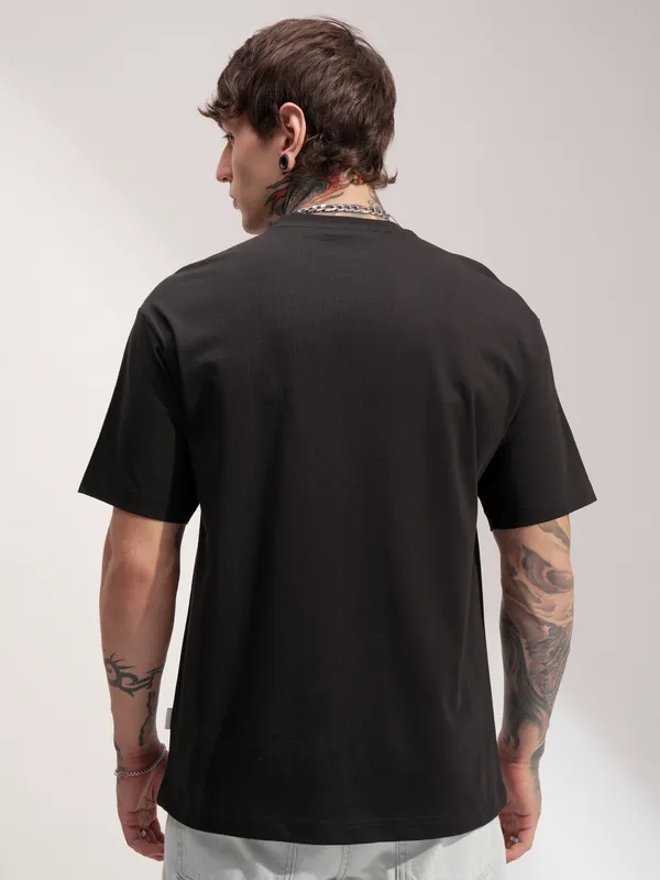 Highlander Men Black Printed Round Neck T-Shirt