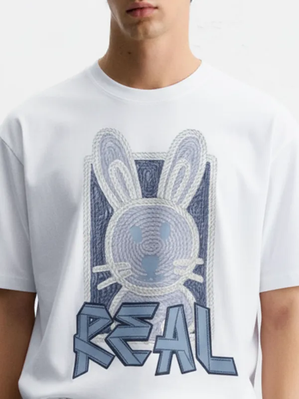 Highlander Men Grey Printed Round Neck Oversized Fit T-Shirt