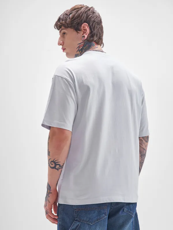 Men Printed Round Neck Oversized Fit T-Shirt