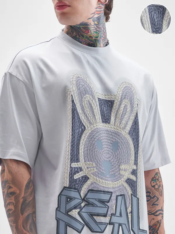 Men Printed Round Neck Oversized Fit T-Shirt