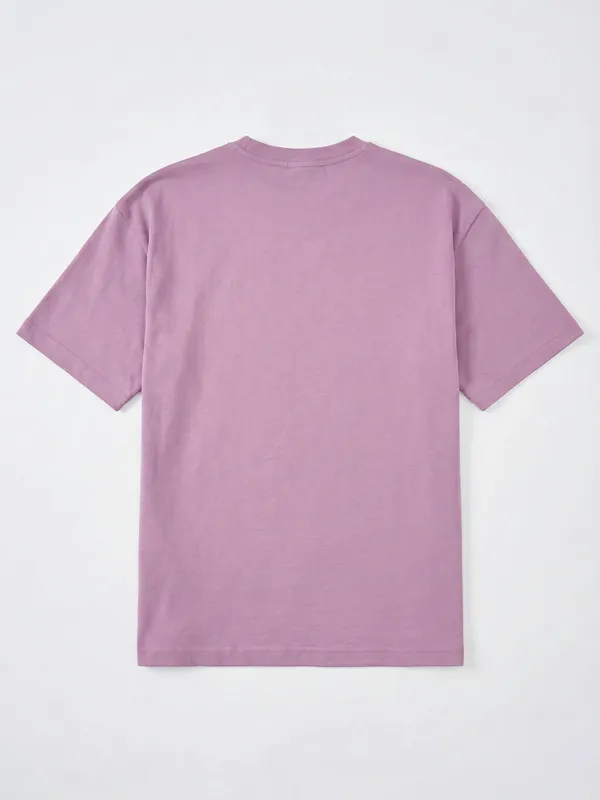 Highlander Men Lavender Applique Round Neck Oversized Fit T-Shirt