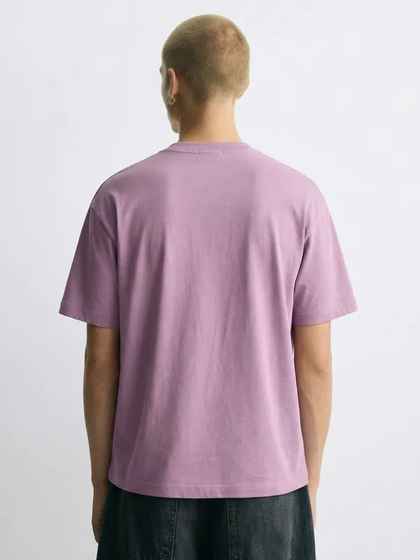 Highlander Men Lavender Applique Round Neck Oversized Fit T-Shirt