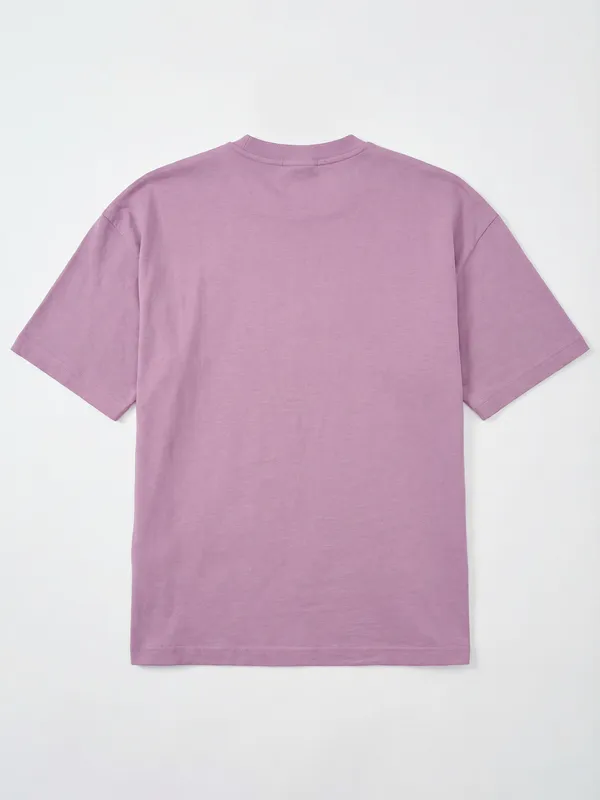 Highlander Men Lavender Applique Round Neck Oversized Fit T-Shirt