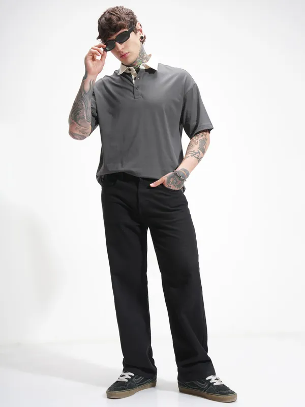 Solid Polo Collar T-Shirt