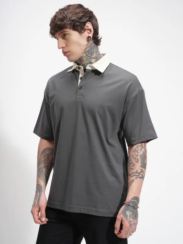 Solid Polo Collar T-Shirt