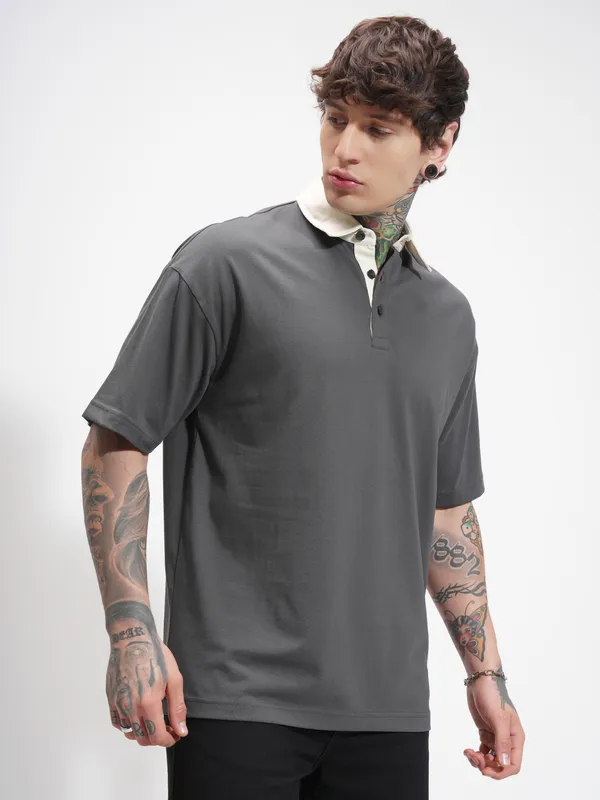 Solid Polo Collar T-Shirt