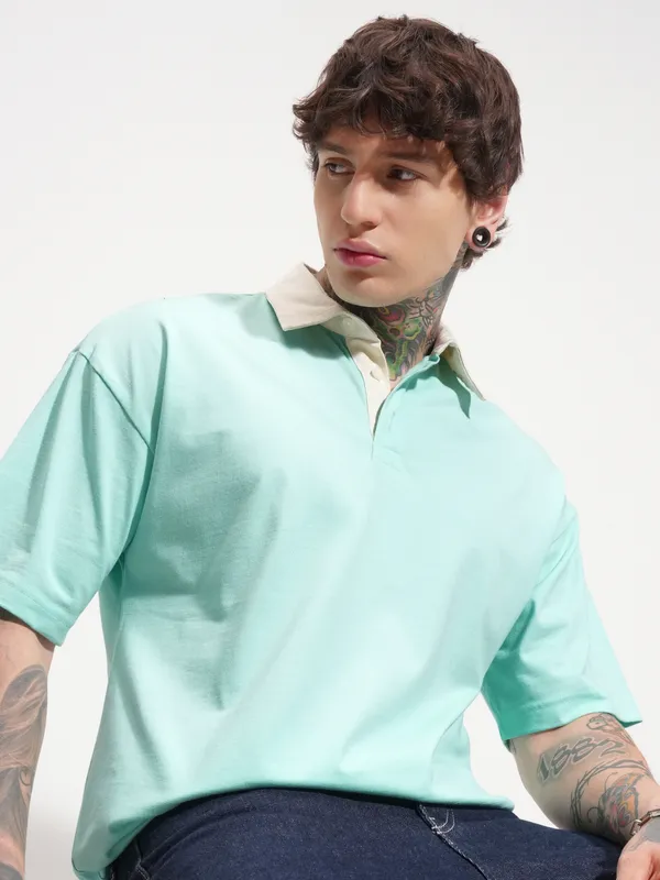 Solid Polo Collar T-Shirt