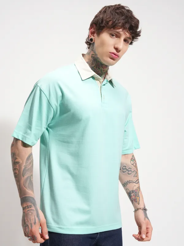 Solid Polo Collar T-Shirt