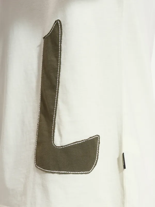 Highlander Men Cream Printed Round Neck Oversized Fit T-Shirt