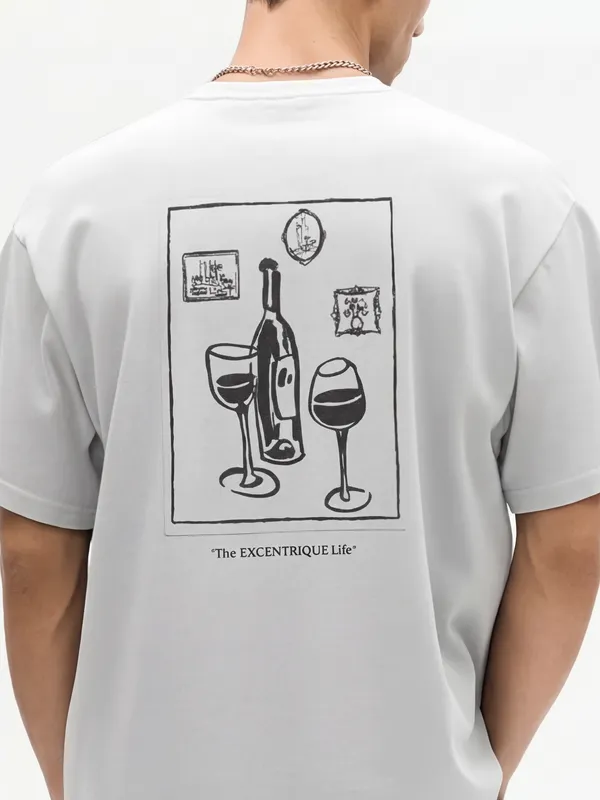 Highlander Men White Printed Round Neck Oversized Fit T-Shirt