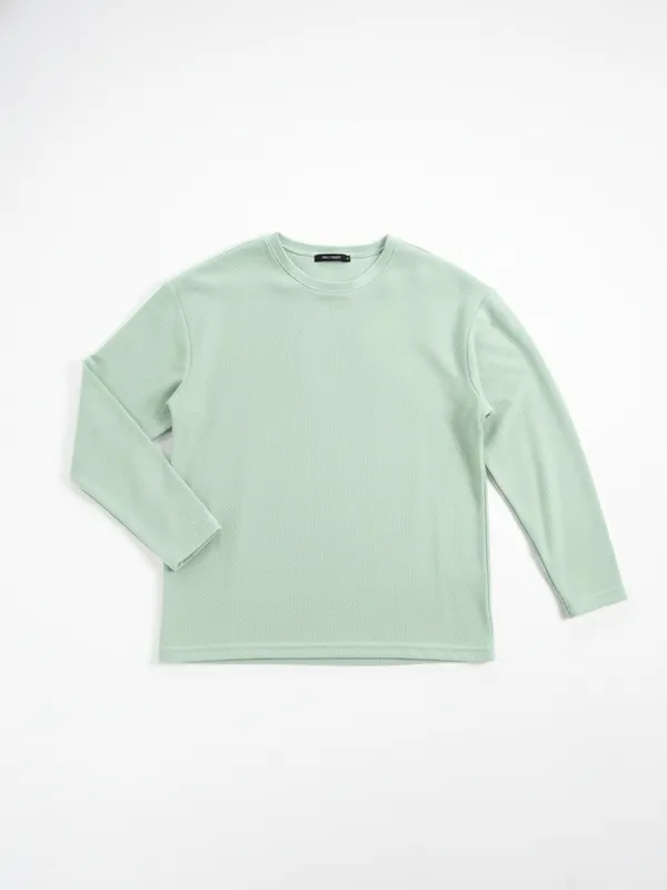 Highlander Men Green Solid Round Neck Oversized Fit T-Shirt