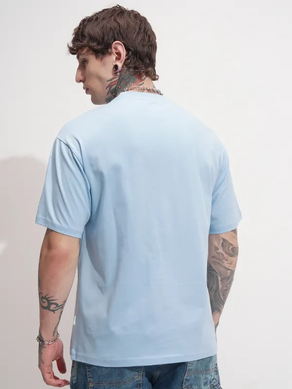 Highlander Men Blue Printed Round Neck T-Shirt