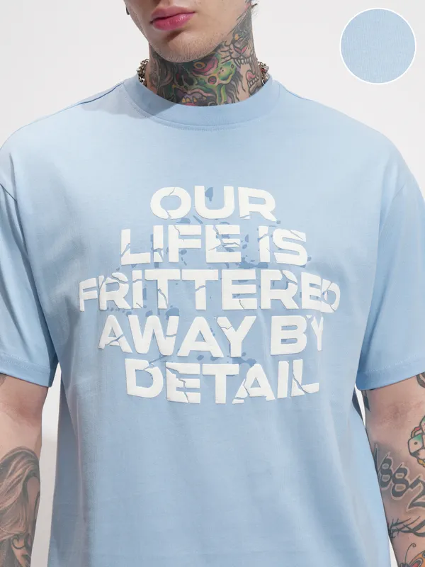 Highlander Men Blue Printed Round Neck T-Shirt