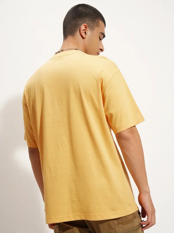 Highlander Men Yellow Printed Round Neck T-Shirt