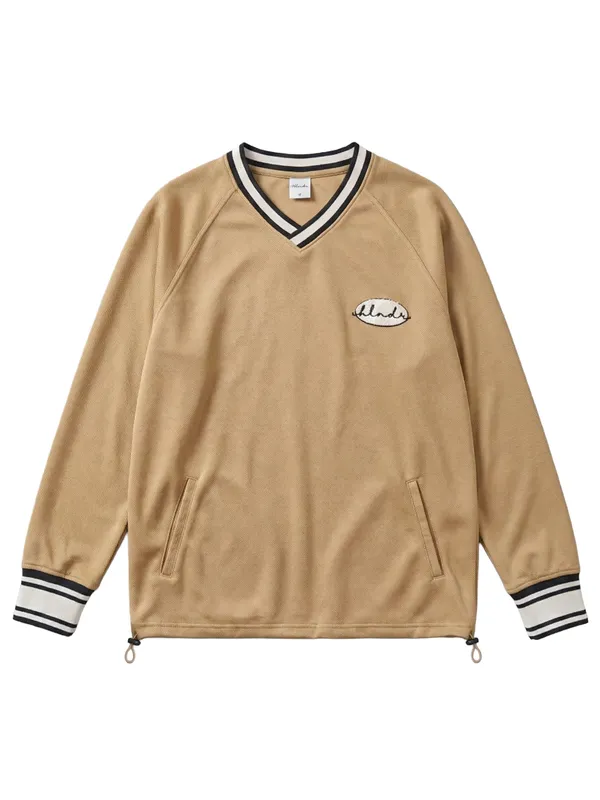 Highlander Men Beige Self Design V-Neck Oversized Fit T-Shirt