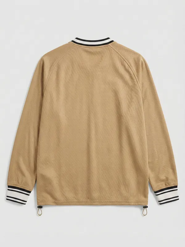 Highlander Men Beige Self Design V-Neck Oversized Fit T-Shirt