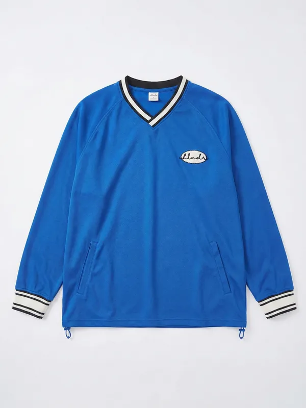 Highlander Men Blue Self Design V-Neck Oversized Fit T-Shirt