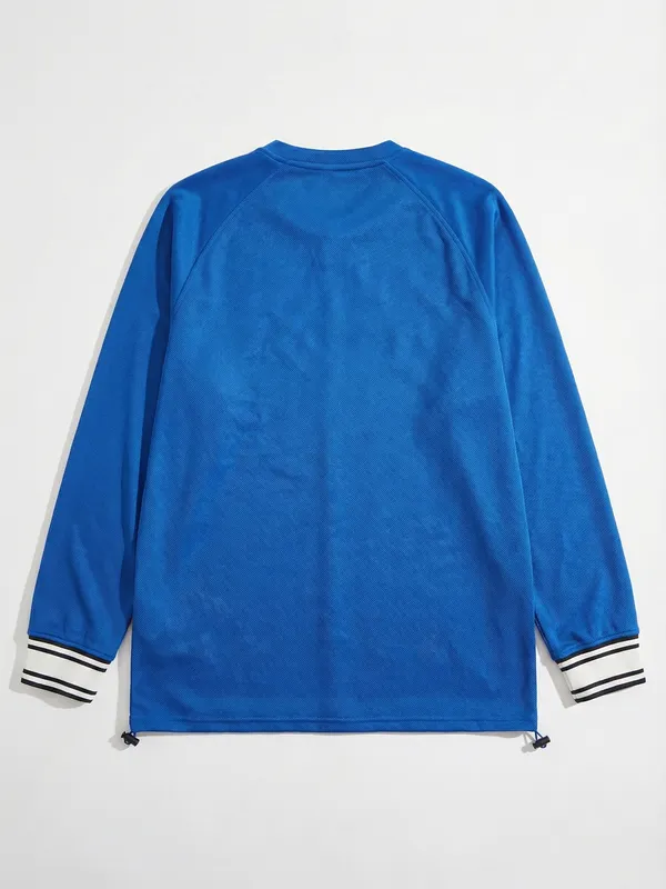 Highlander Men Blue Self Design V-Neck Oversized Fit T-Shirt