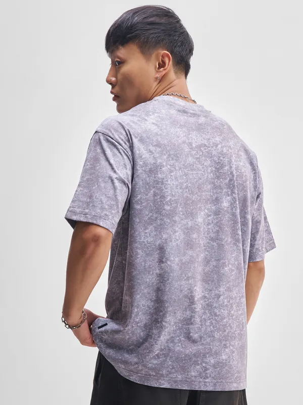 Highlander Men Purple Printed Round Neck T-Shirt