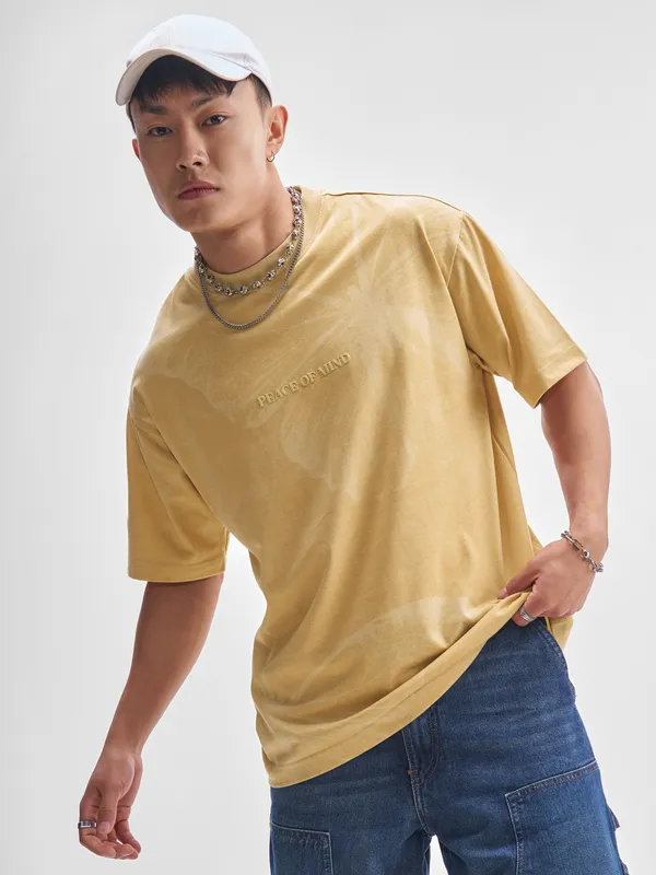 Highlander Men Rust Printed Round Neck T-Shirt