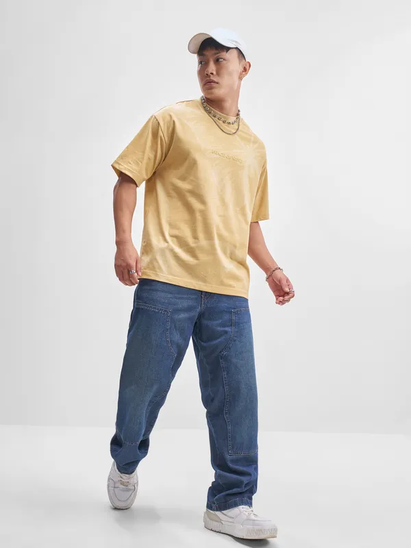 Highlander Men Rust Printed Round Neck T-Shirt