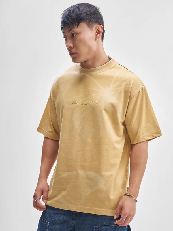 Highlander Men Rust Printed Round Neck T-Shirt