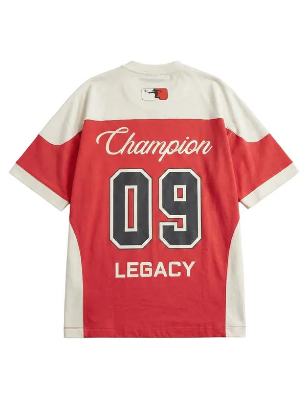 Highlander Men Red Printed Round Neck Oversized Fit T-Shirt