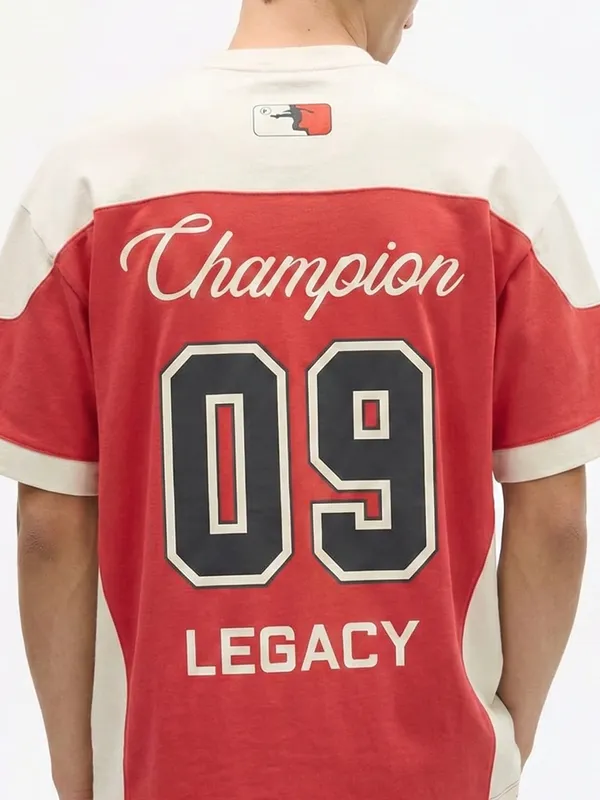 Highlander Men Red Printed Round Neck Oversized Fit T-Shirt