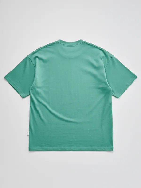 Highlander Men Turquoise Printed Round Neck Oversized Fit T-Shirt