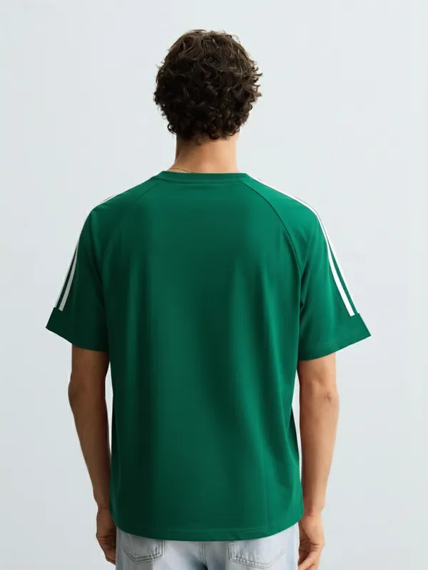 Highlander Men Green Printed Round Neck Oversized Fit T-Shirt