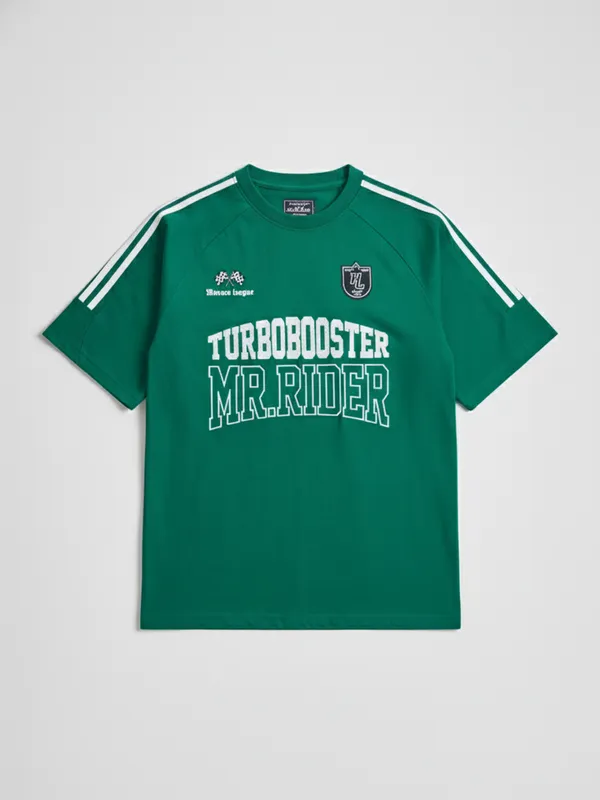 Highlander Men Green Printed Round Neck Oversized Fit T-Shirt