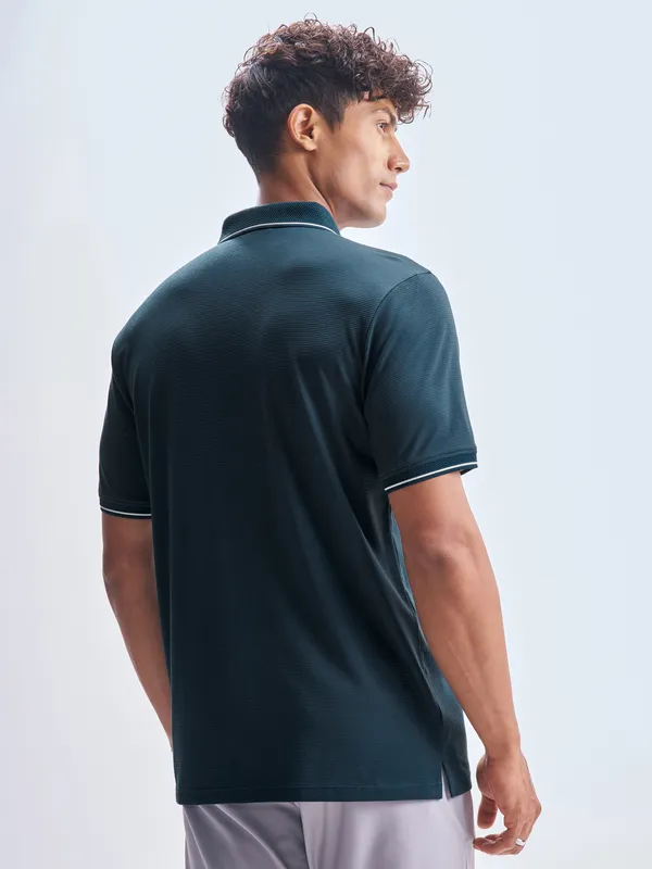 Highlander Men Navy Blue Solid Polo Collar T-Shirt