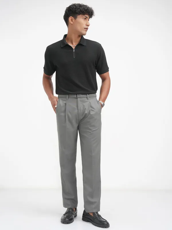 Highlander Men Black Solid Polo Collar T-Shirt